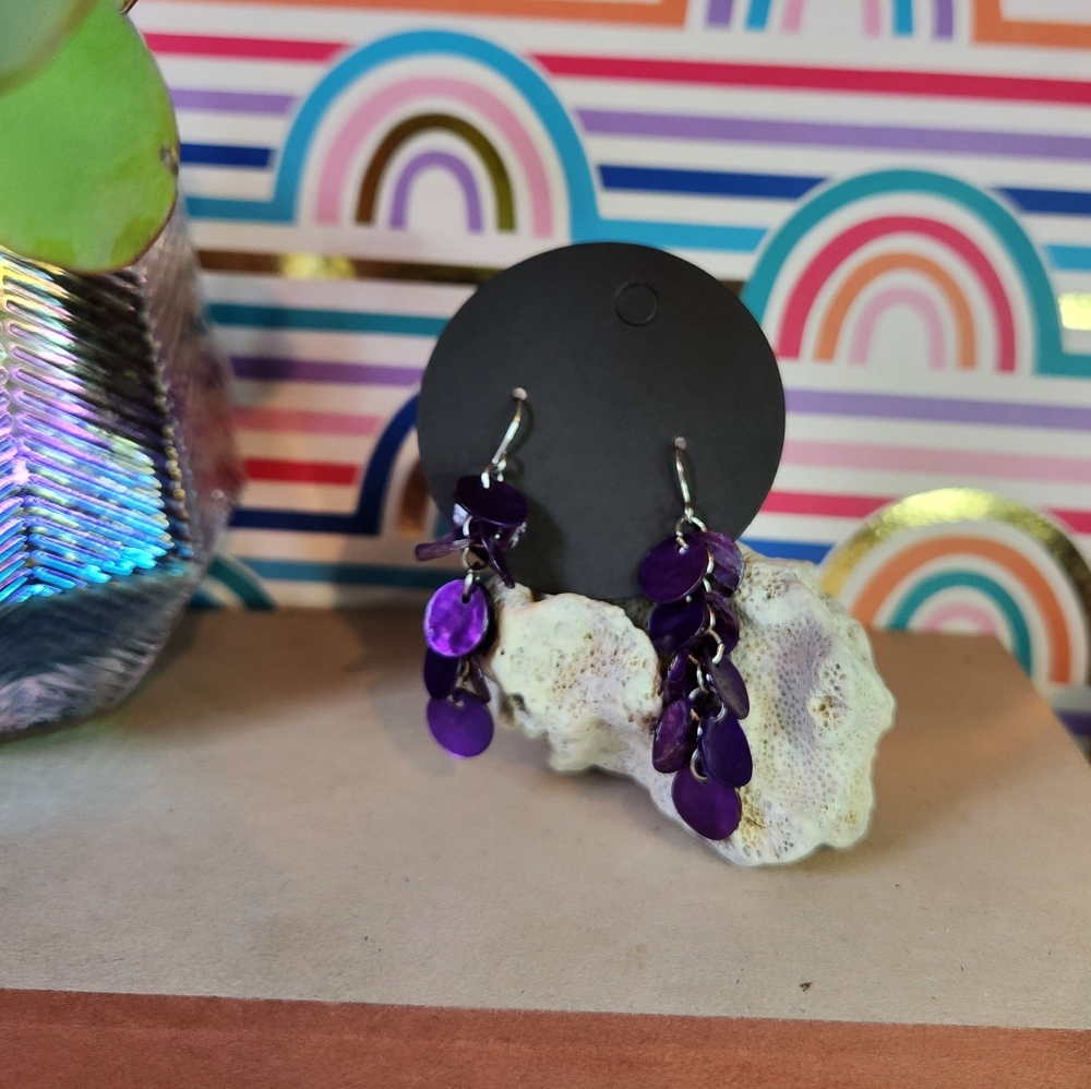 Metallic Purple Layered Earrings